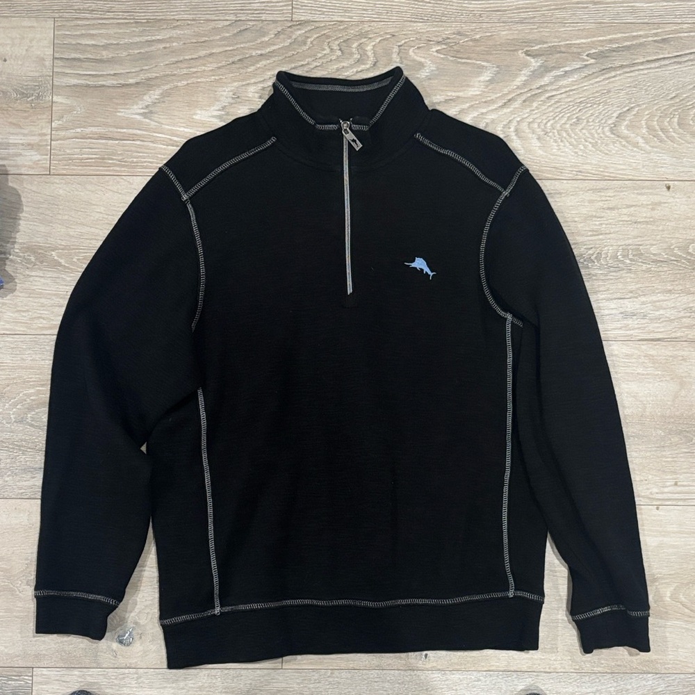 Men’s Tommy Bahama Saltwater Zip-Up Sweater - Black